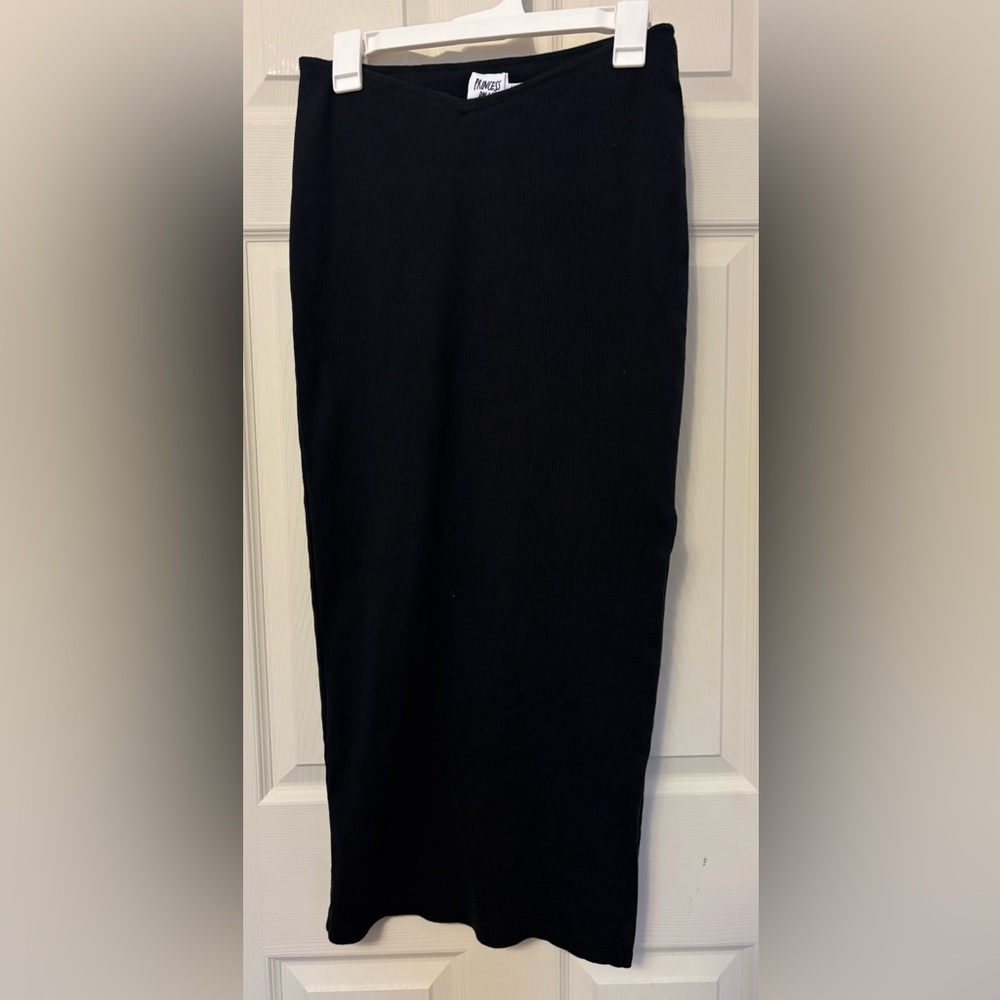 Women’s Princess Polly Black Abigail Midi Skirt with Slit Size 12 🖤